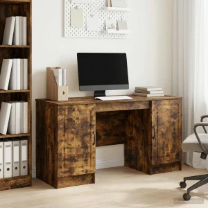 Bureau 142,5 x 50 x 75 cm chêne fumé bois d'ingénierie – modèle 9 – vue d’ensemble