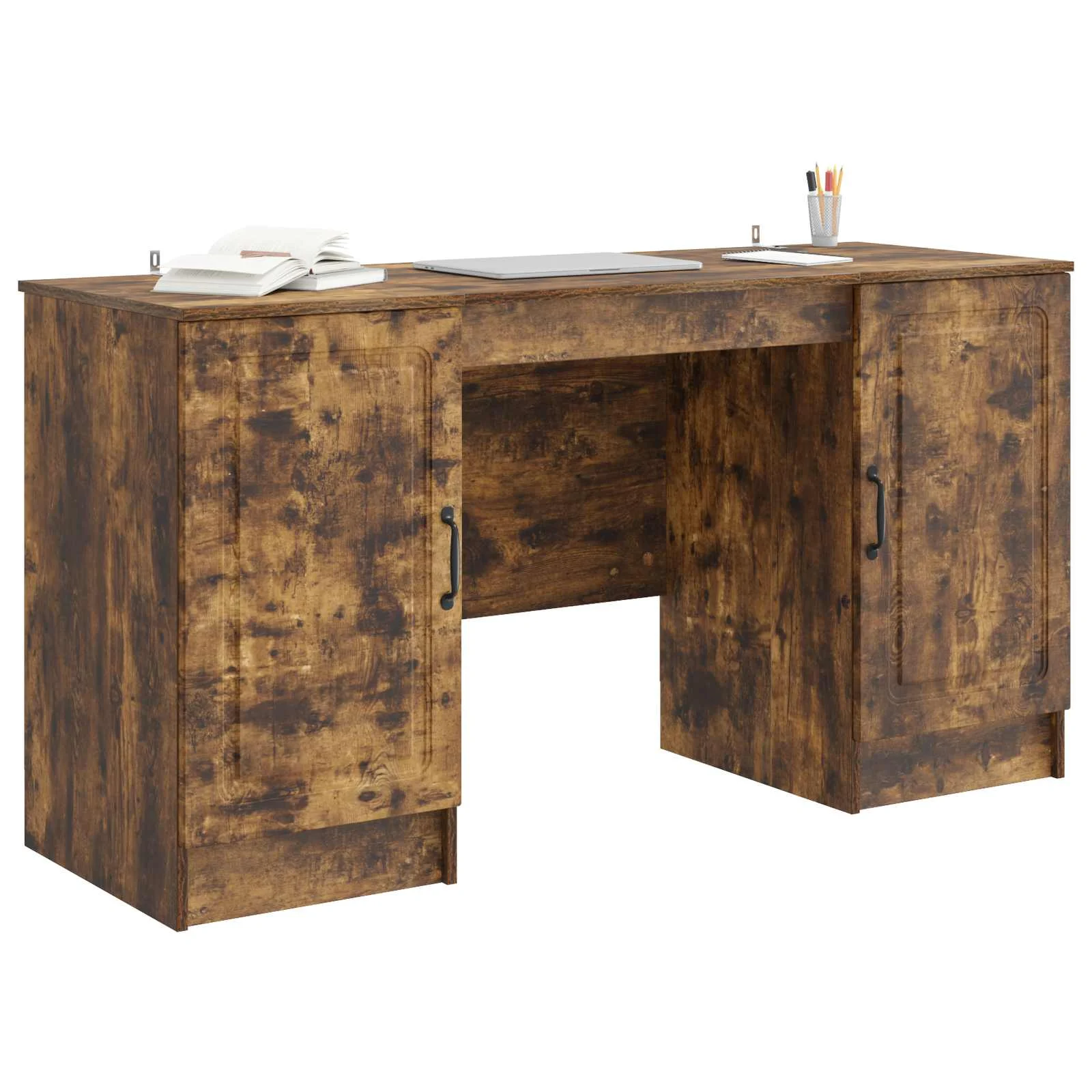 Bureau 142,5 x 50 x 75 cm chêne fumé bois d'ingénierie – modèle 9 – vue de détail
