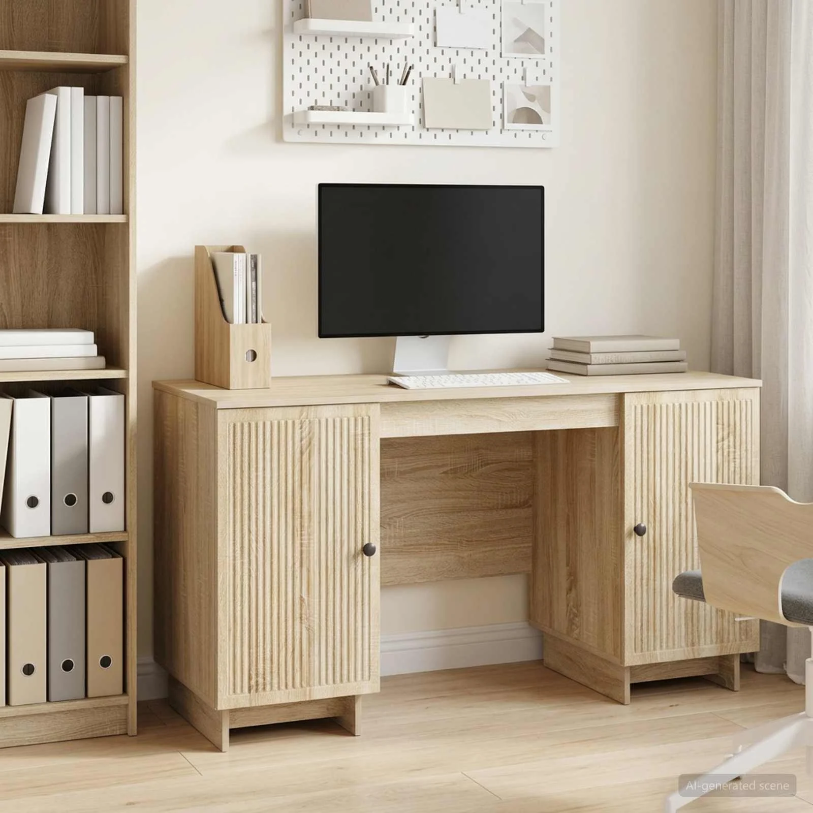 Bureau 142,5 x 50 x 75 cm chêne sonoma bois d'ingénierie – vue d’ensemble