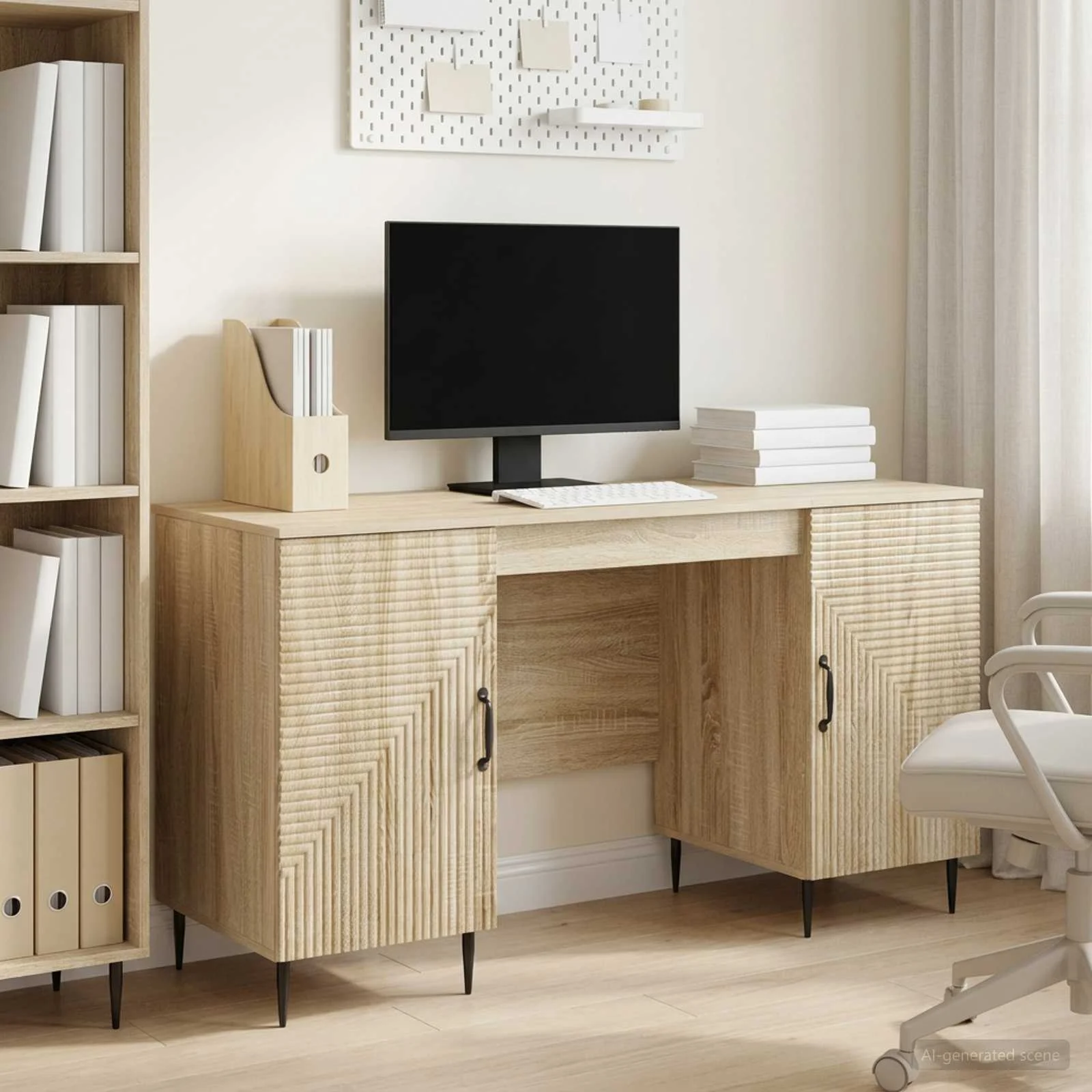 Bureau 142,5 x 50 x 75 cm chêne sonoma bois d'ingénierie – modèle 5 – vue d’ensemble