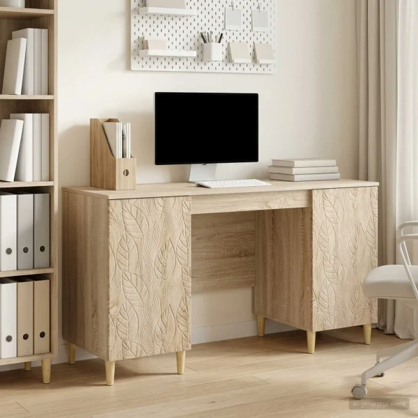 Bureau 142,5 x 50 x 75 cm chêne sonoma bois d'ingénierie – modèle 6 – vue d’ensemble