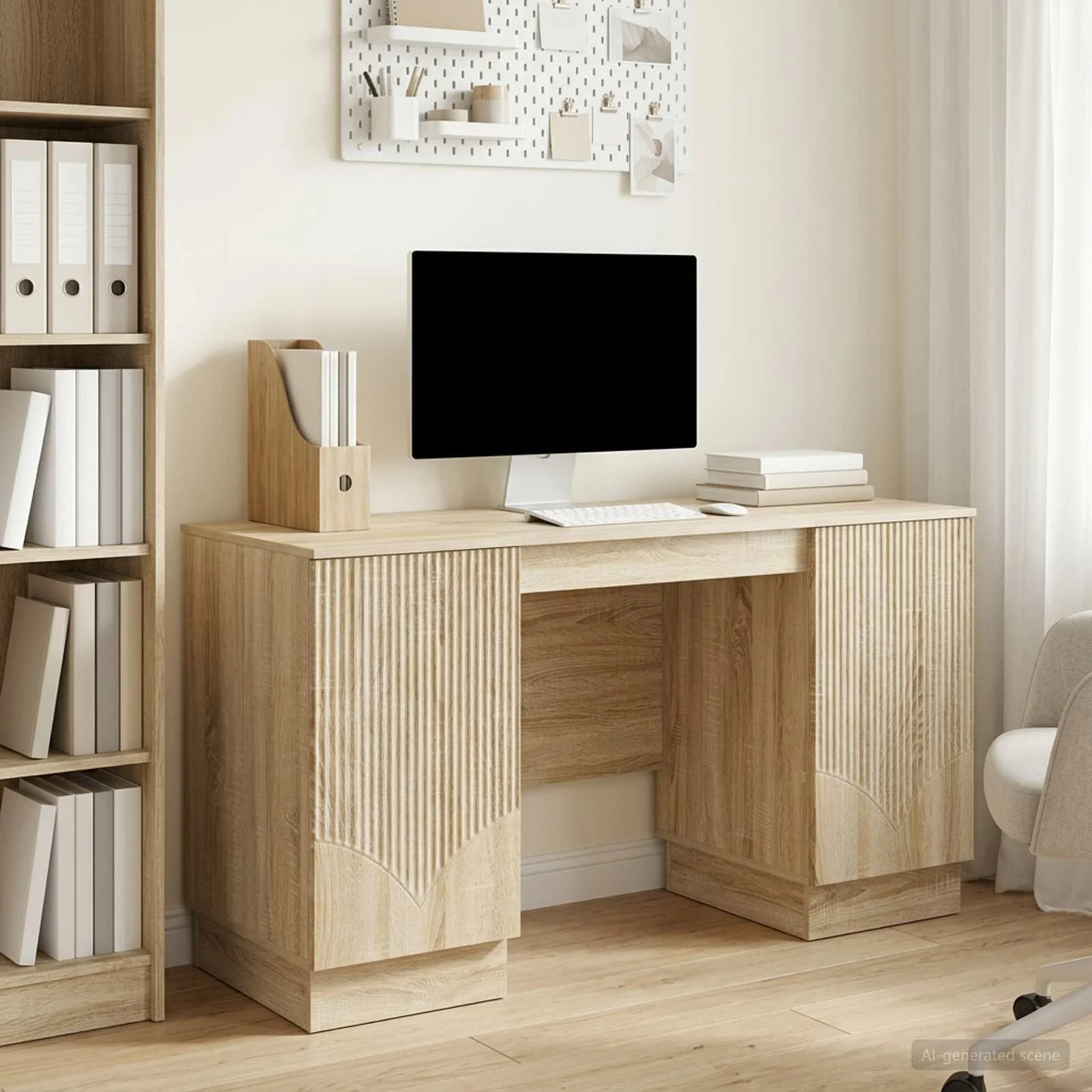 Bureau 142,5 x 50 x 75 cm chêne sonoma bois d'ingénierie – modèle 7 – vue d’ensemble