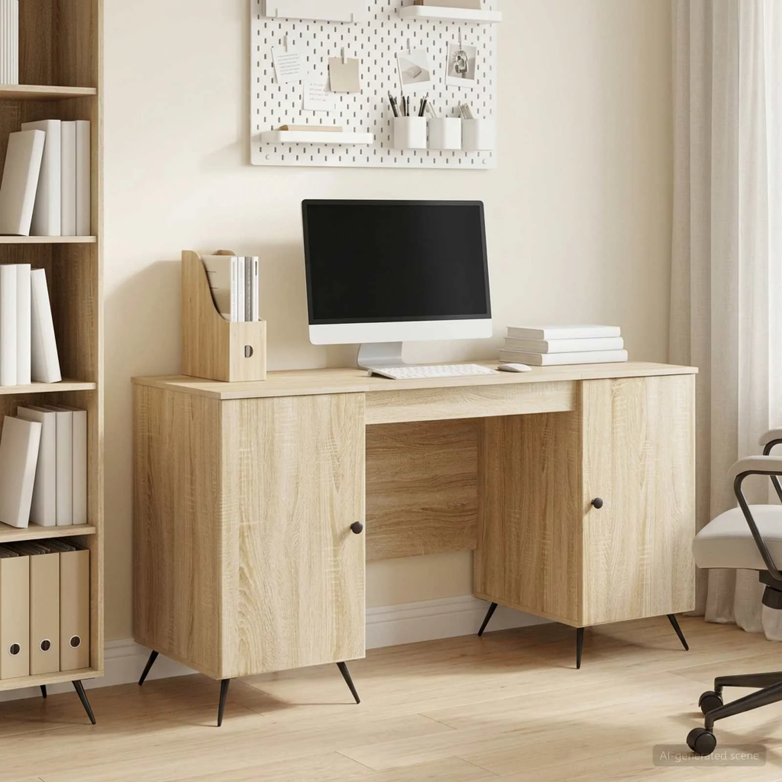 Bureau 142,5 x 50 x 75 cm chêne sonoma bois d'ingénierie – modèle 8 – vue d’ensemble