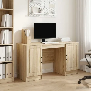 Bureau 142,5 x 50 x 75 cm chêne sonoma bois d'ingénierie – modèle 9 – vue d’ensemble
