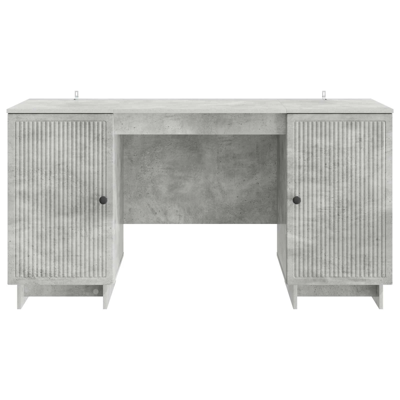 Bureau 142,5 x 50 x 75 cm gris béton bois d'ingénierie – vue de dessus