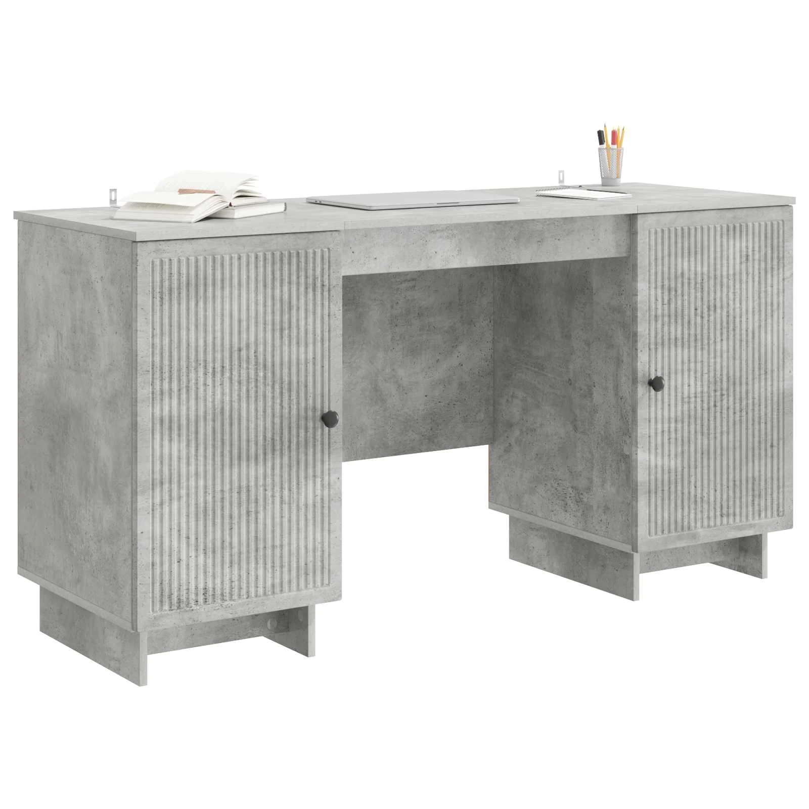 Bureau 142,5 x 50 x 75 cm gris béton bois d'ingénierie – vue de détail