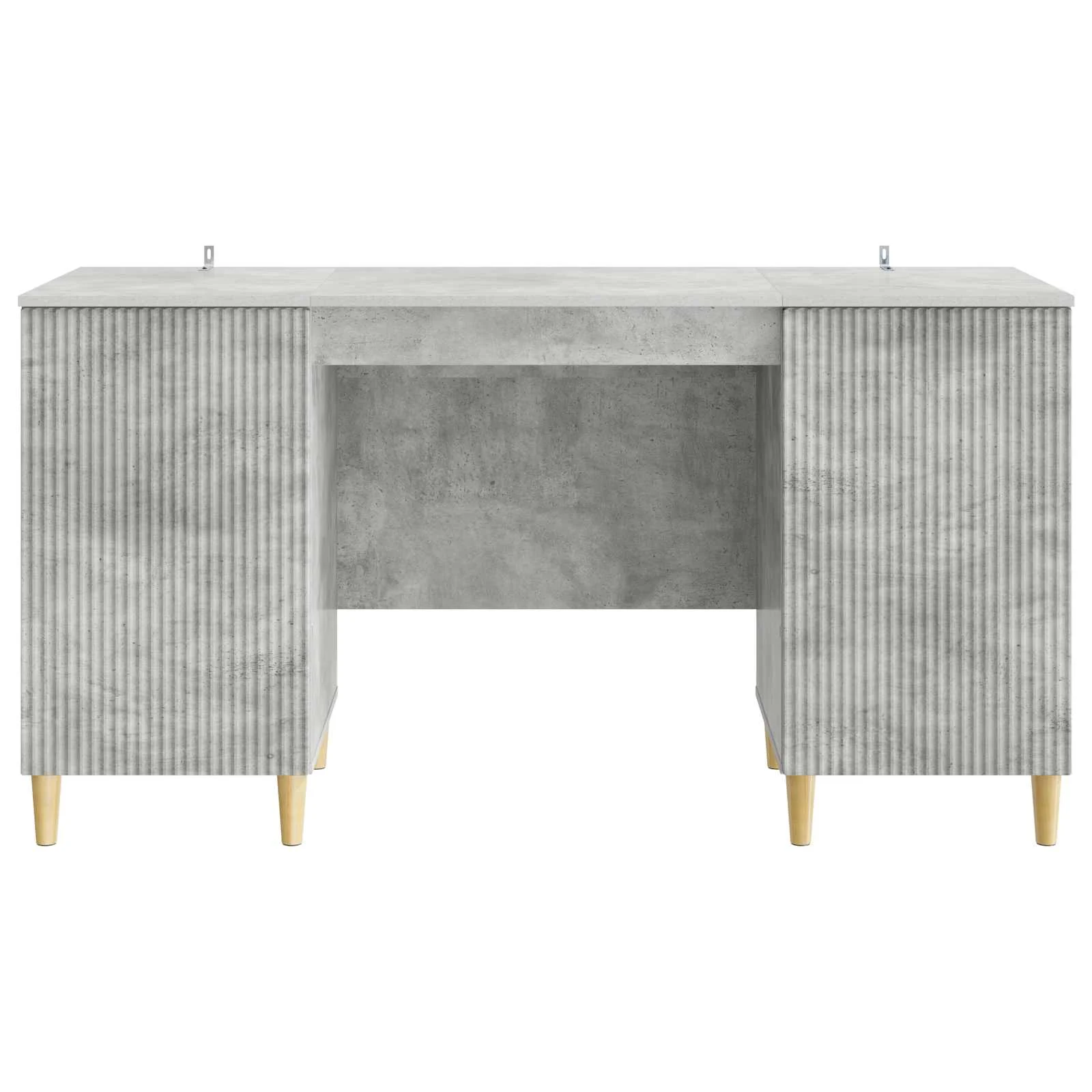 Bureau 142,5 x 50 x 75 cm gris béton bois d'ingénierie – modèle 4 – vue de dessus