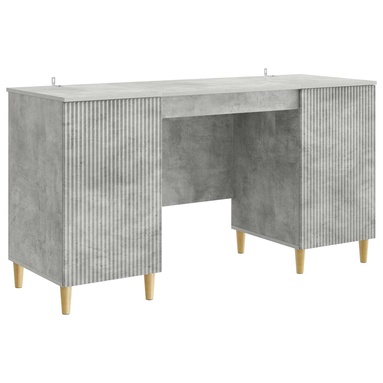 Bureau 142,5 x 50 x 75 cm gris béton bois d'ingénierie – modèle 4 – vue de côté