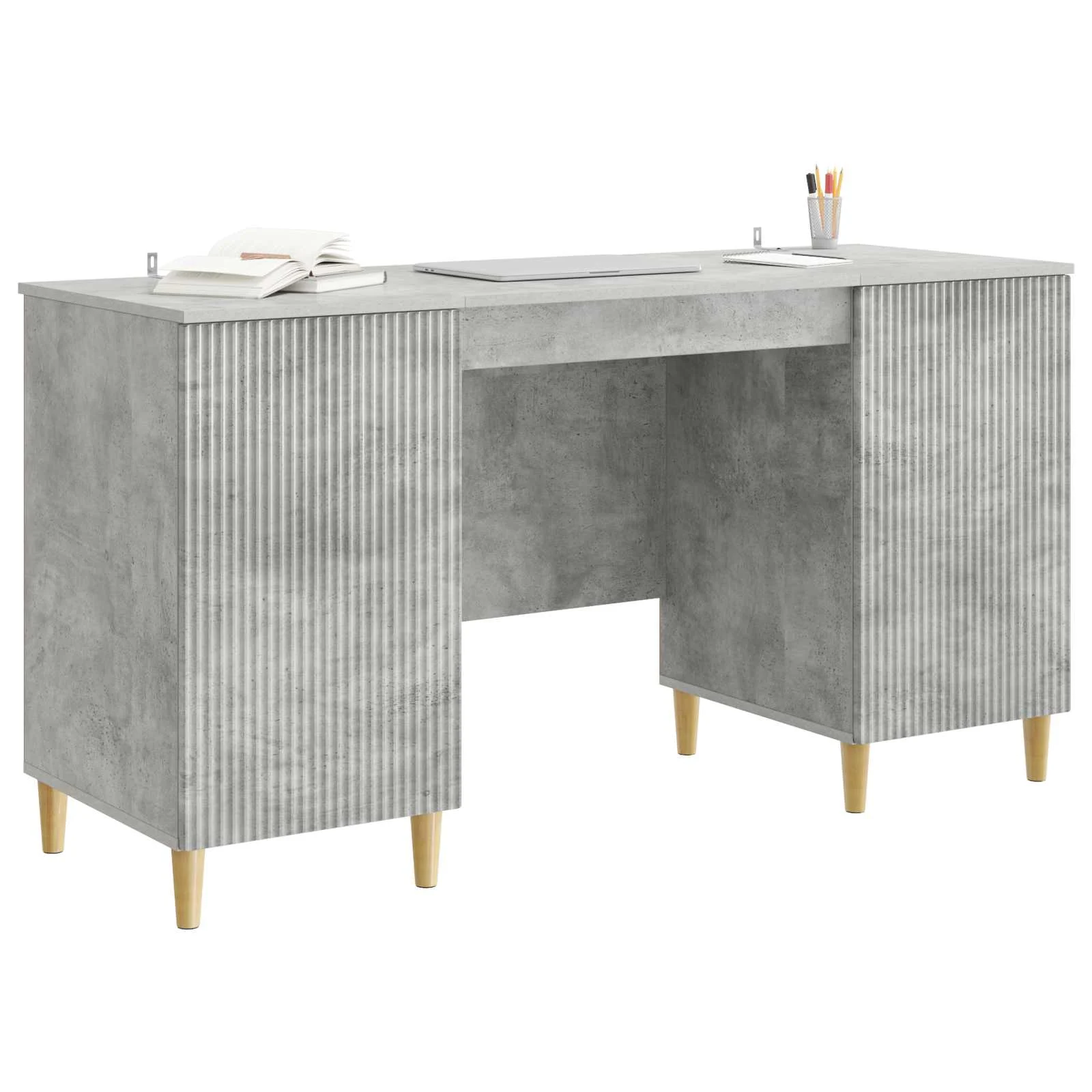 Bureau 142,5 x 50 x 75 cm gris béton bois d'ingénierie – modèle 4 – vue de détail