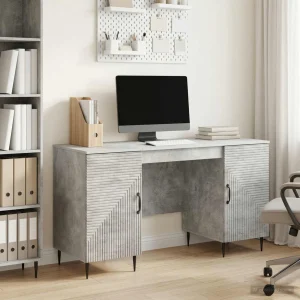 Bureau 142,5 x 50 x 75 cm gris béton bois d'ingénierie – modèle 5 – vue d’ensemble