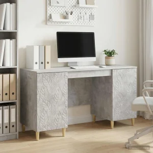 Bureau 142,5 x 50 x 75 cm gris béton bois d'ingénierie – modèle 6 – vue d’ensemble