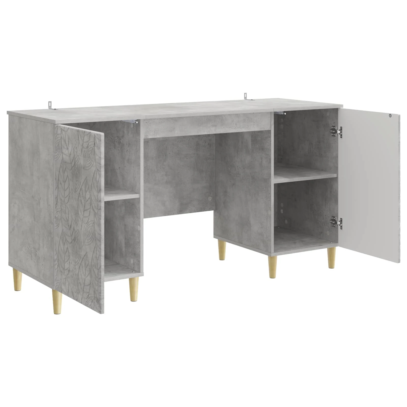 Bureau 142,5 x 50 x 75 cm gris béton bois d'ingénierie – modèle 6 – vue de détail