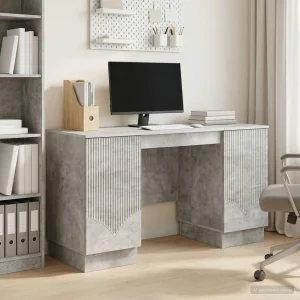 Bureau 142,5 x 50 x 75 cm gris béton bois d'ingénierie – modèle 7 – vue d’ensemble
