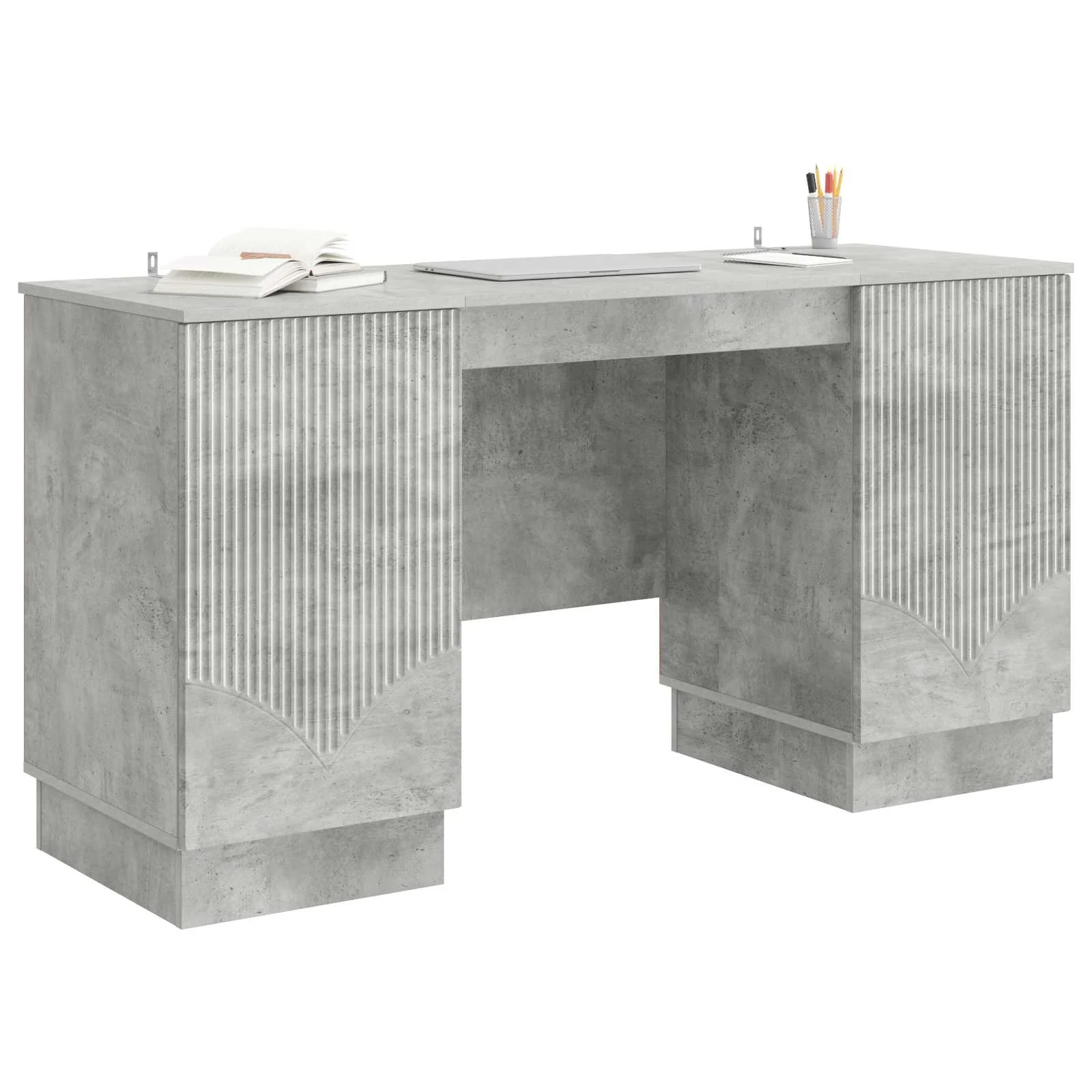 Bureau 142,5 x 50 x 75 cm gris béton bois d'ingénierie – modèle 7 – vue de détail