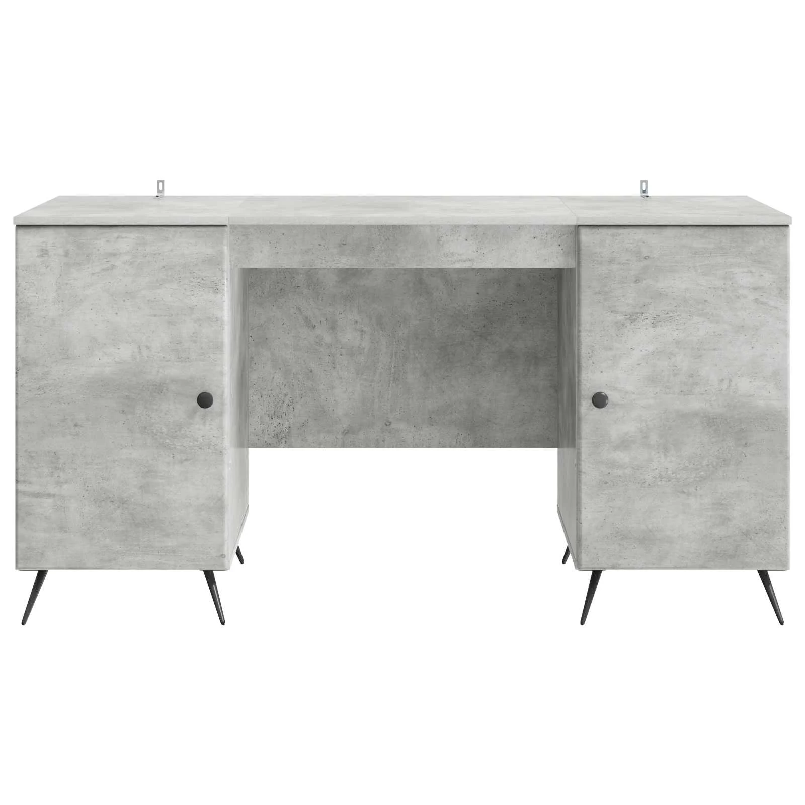 Bureau 142,5 x 50 x 75 cm gris béton bois d'ingénierie – modèle 8 – vue de dessus