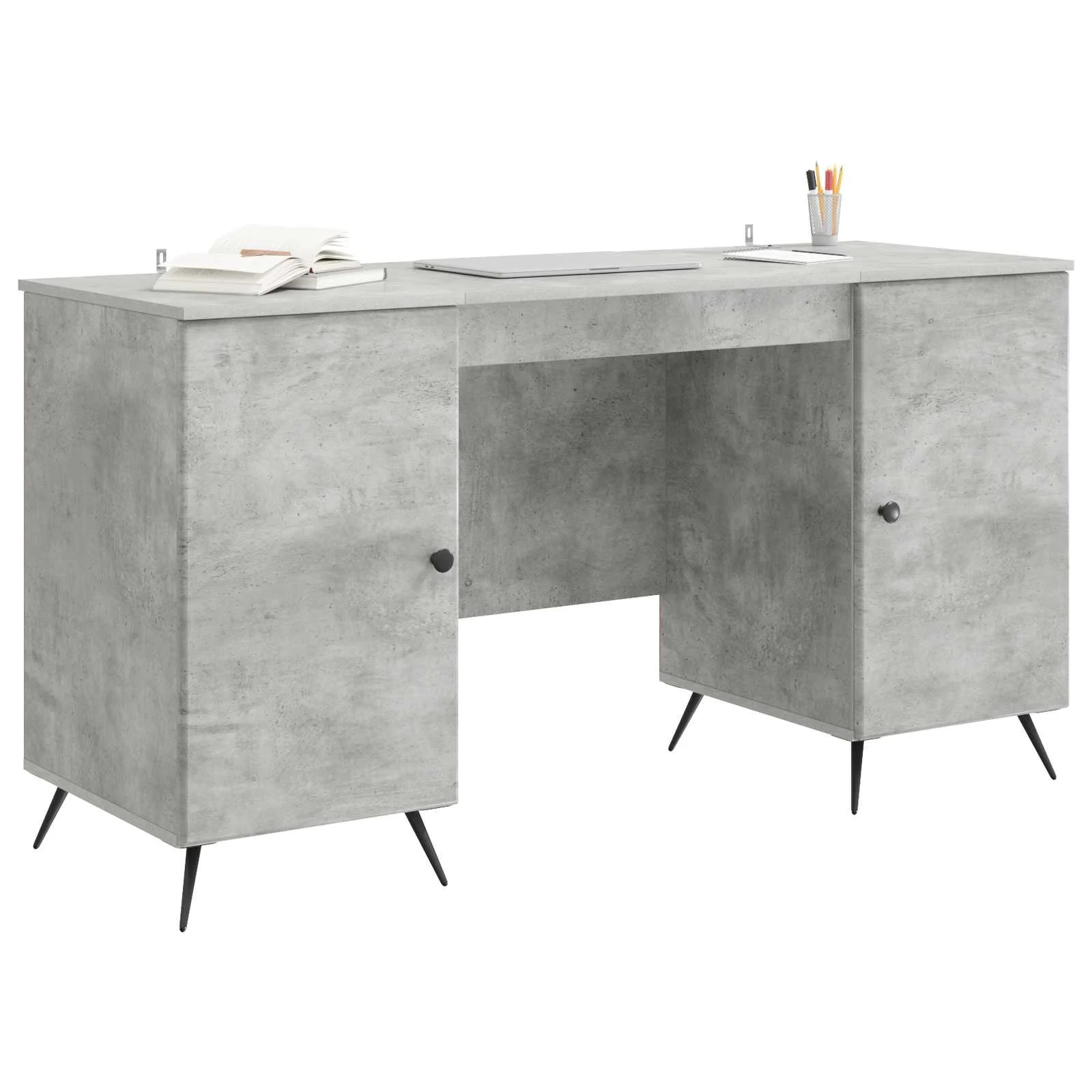 Bureau 142,5 x 50 x 75 cm gris béton bois d'ingénierie – modèle 8 – vue de détail