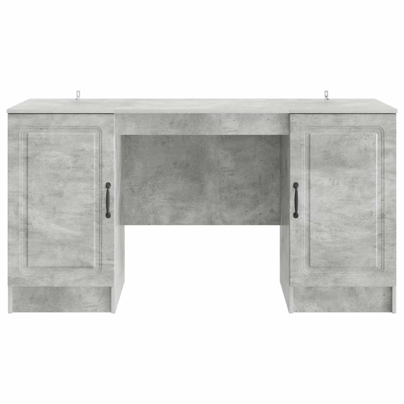 Bureau 142,5 x 50 x 75 cm gris béton bois d'ingénierie – modèle 9 – vue de dessus