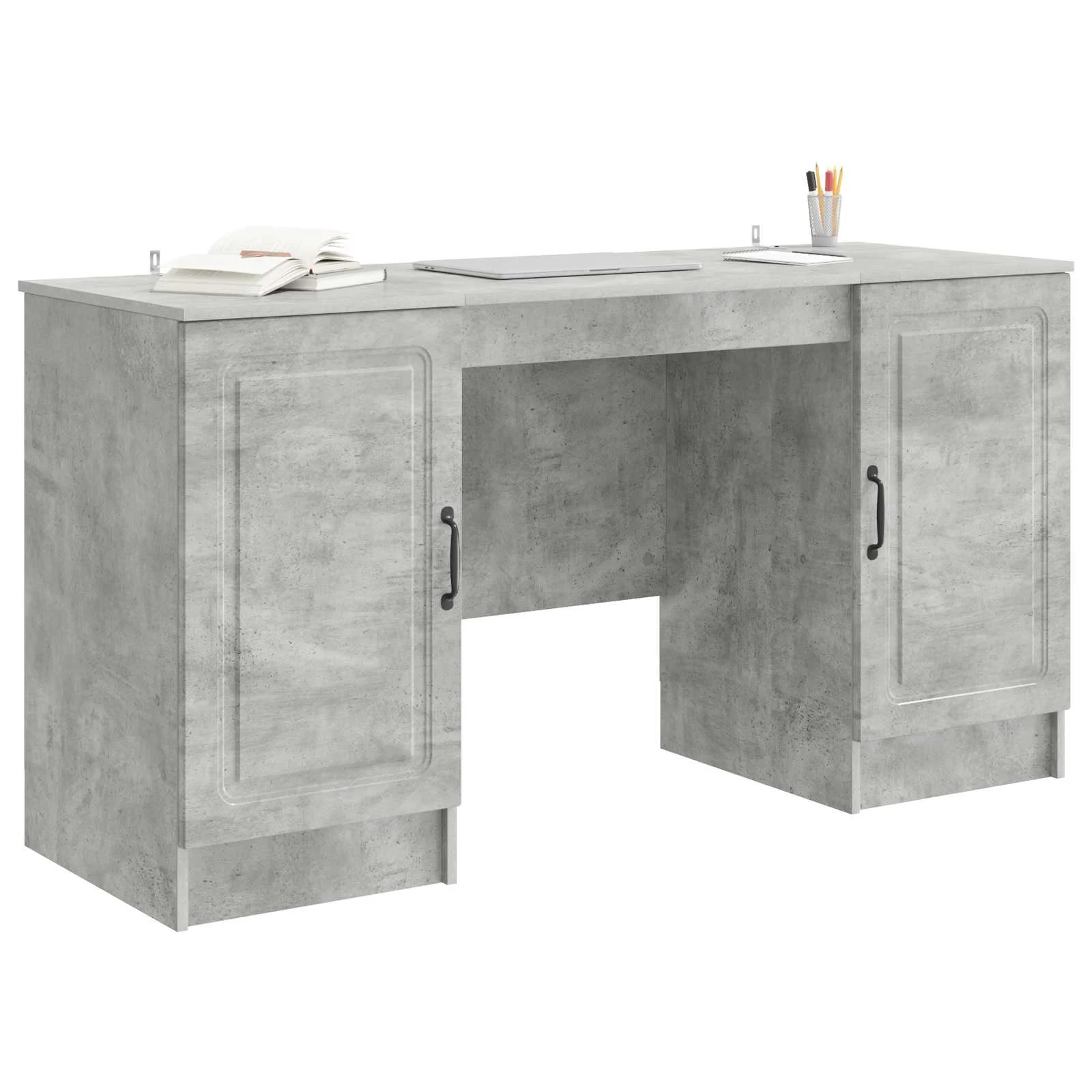 Bureau 142,5 x 50 x 75 cm gris béton bois d'ingénierie – modèle 9 – vue de détail