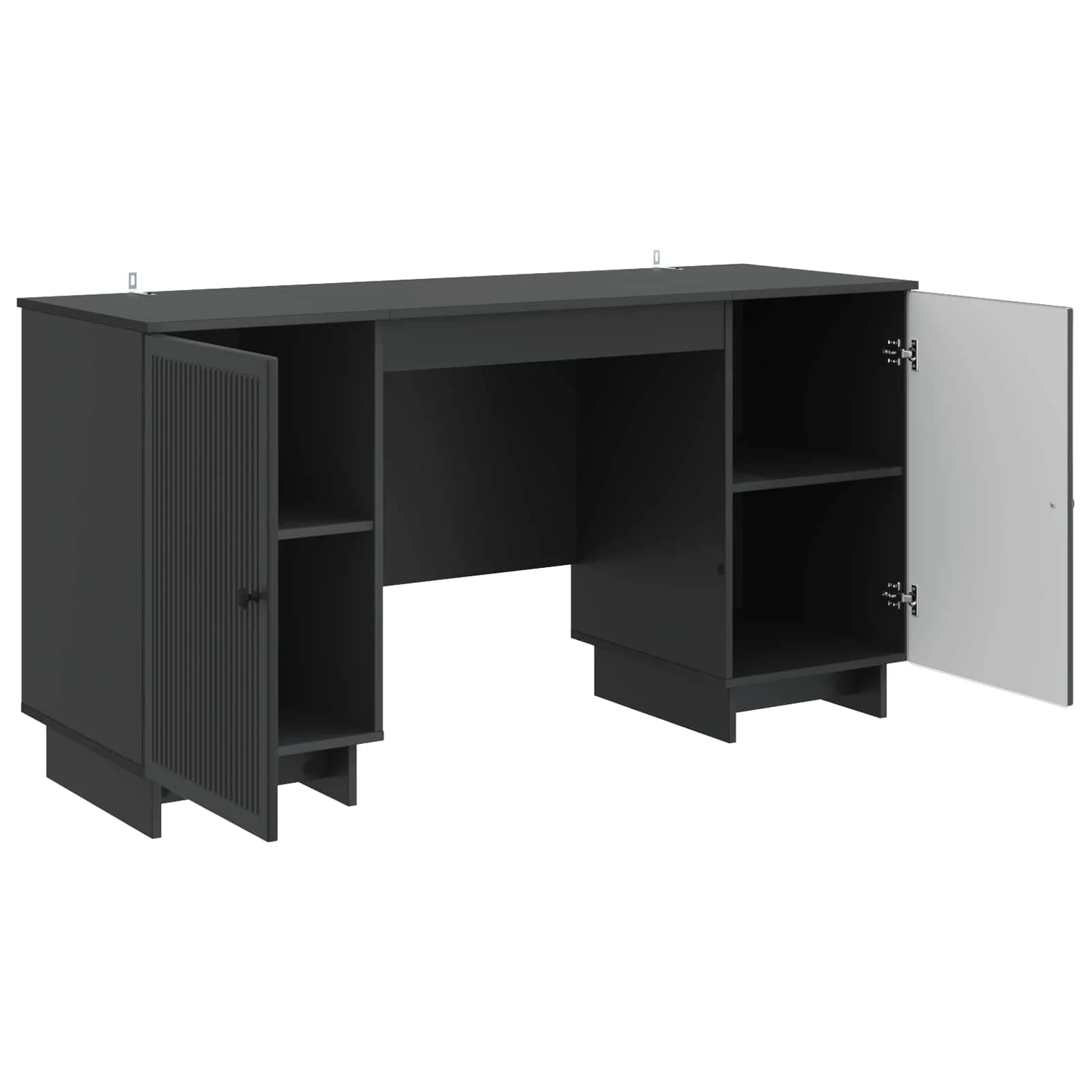Bureau 142,5 x 50 x 75 cm noir bois d'ingénierie – vue de dessus