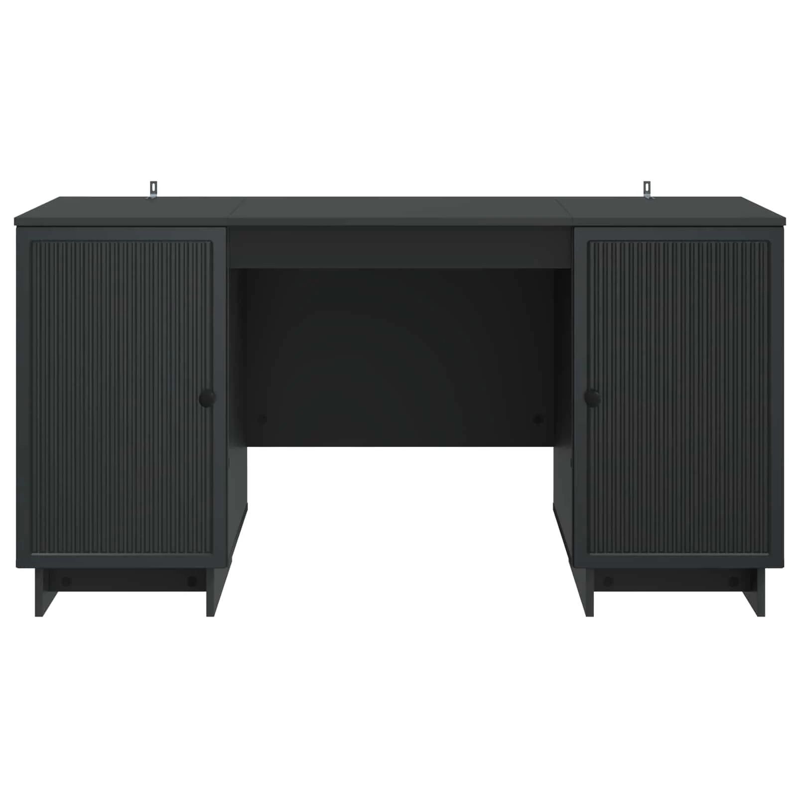 Bureau 142,5 x 50 x 75 cm noir bois d'ingénierie – vue de dos