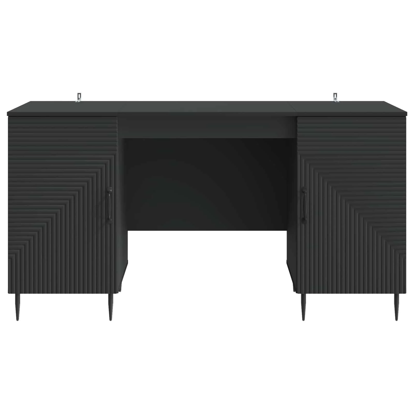 Bureau 142,5 x 50 x 75 cm noir bois d'ingénierie – modèle 3 – vue de dessus