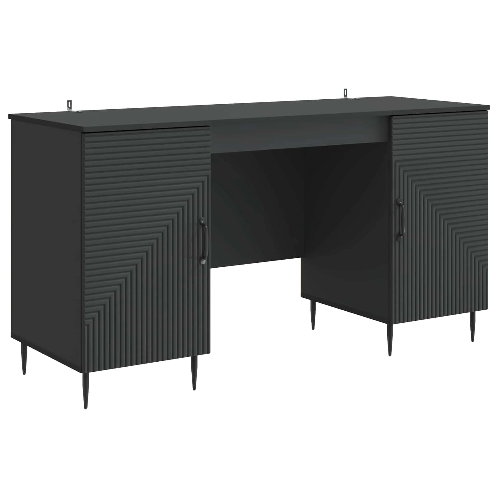 Bureau 142,5 x 50 x 75 cm noir bois d'ingénierie – modèle 3 – vue de côté