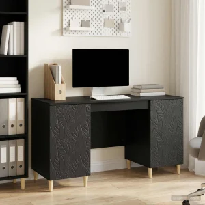 Bureau 142,5 x 50 x 75 cm noir bois d'ingénierie – modèle 4 – vue d’ensemble