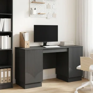 Bureau 142,5 x 50 x 75 cm noir bois d'ingénierie – modèle 5 – vue d’ensemble