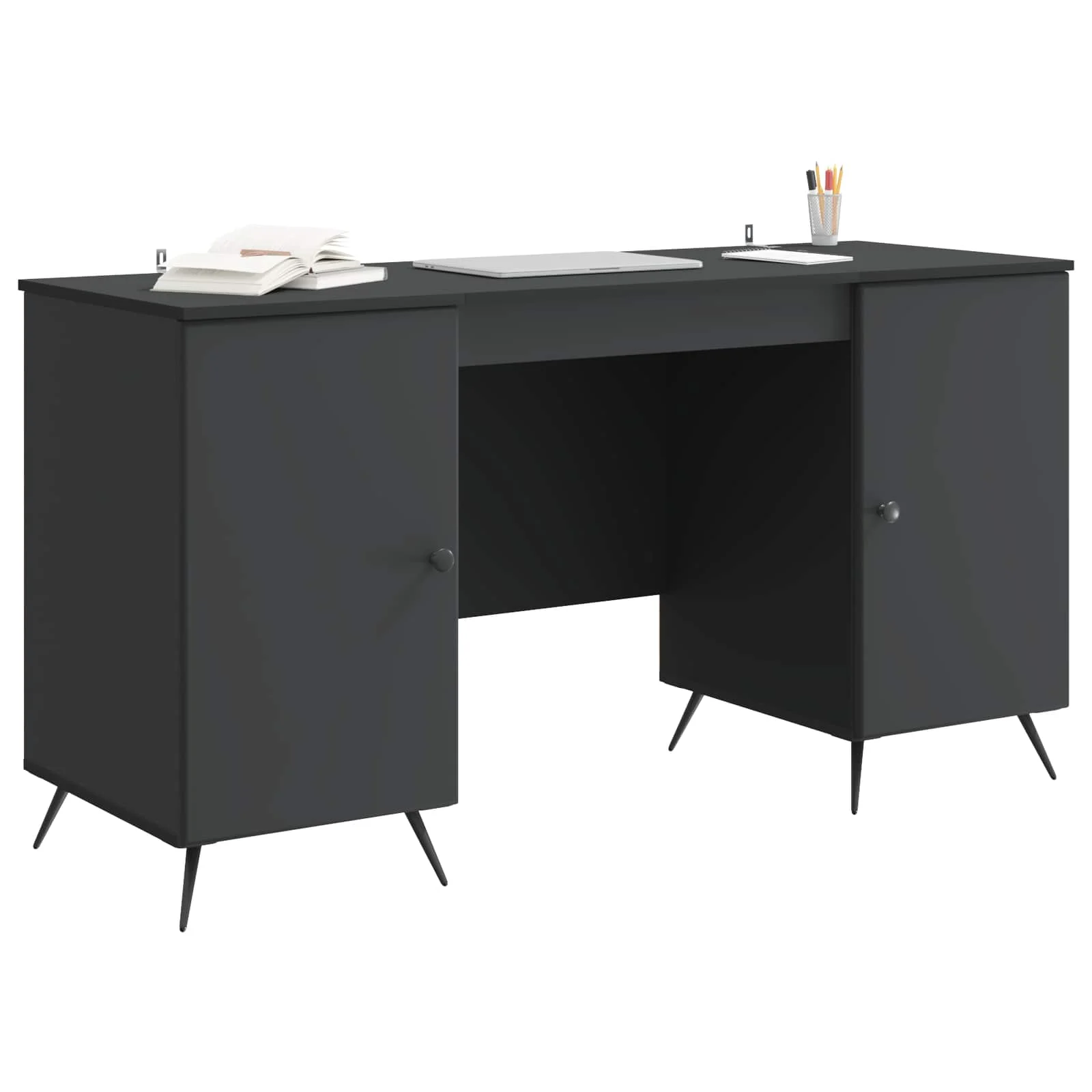 Bureau 142,5 x 50 x 75 cm noir bois d'ingénierie – modèle 6 – vue de détail