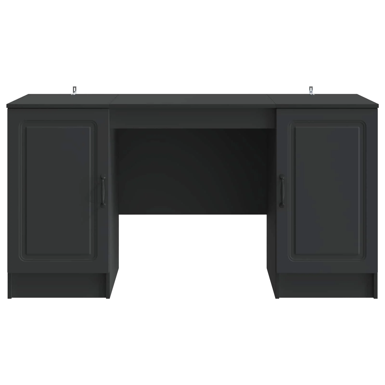Bureau 142,5 x 50 x 75 cm noir bois d'ingénierie – modèle 7 – vue de dessus