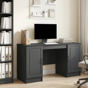 Bureau 142,5 x 50 x 75 cm noir bois d'ingénierie – modèle 7 – vue d’ensemble