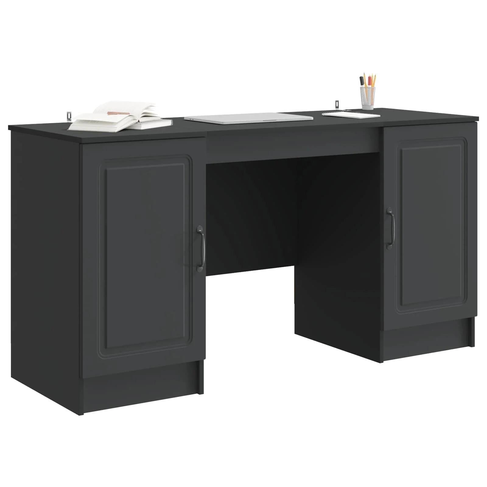 Bureau 142,5 x 50 x 75 cm noir bois d'ingénierie – modèle 7 – vue de détail