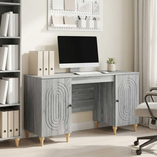 Bureau 142,5 x 50 x 75 cm sonoma gris bois d'ingénierie – modèle 2 – vue d’ensemble