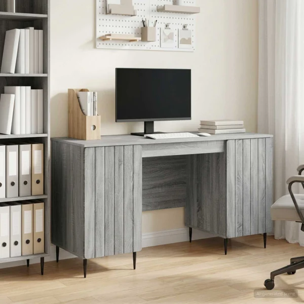 Bureau 142,5 x 50 x 75 cm sonoma gris bois d'ingénierie – modèle 3 – vue d’ensemble