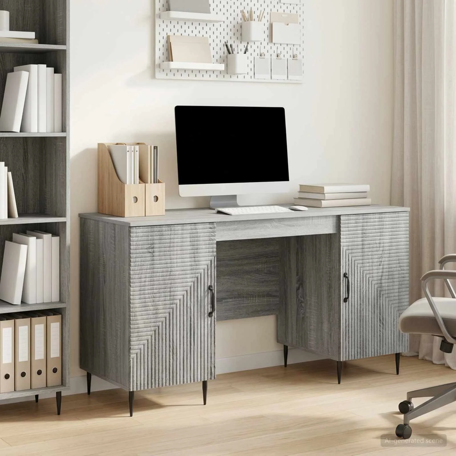 Bureau 142,5 x 50 x 75 cm sonoma gris bois d'ingénierie – modèle 5 – vue d’ensemble