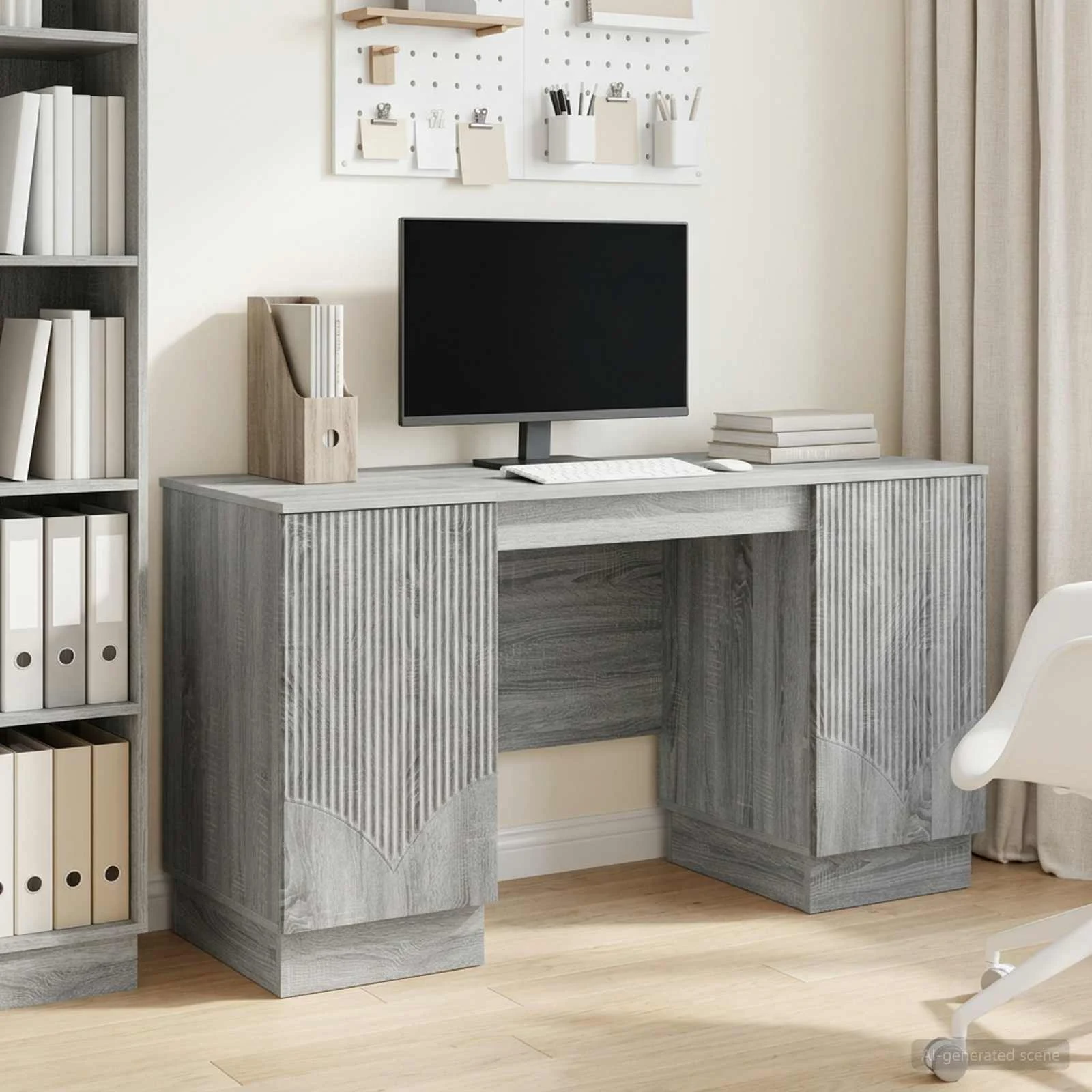 Bureau 142,5 x 50 x 75 cm sonoma gris bois d'ingénierie – modèle 7 – vue d’ensemble
