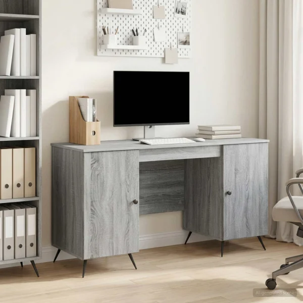 Bureau 142,5 x 50 x 75 cm sonoma gris bois d'ingénierie – modèle 8 – vue d’ensemble