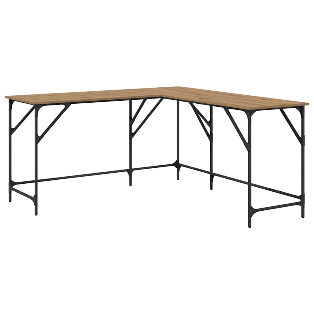 Bureau 149 x 149 x 75 cm chêne artisanal bois d'ingénierie – vue de côté