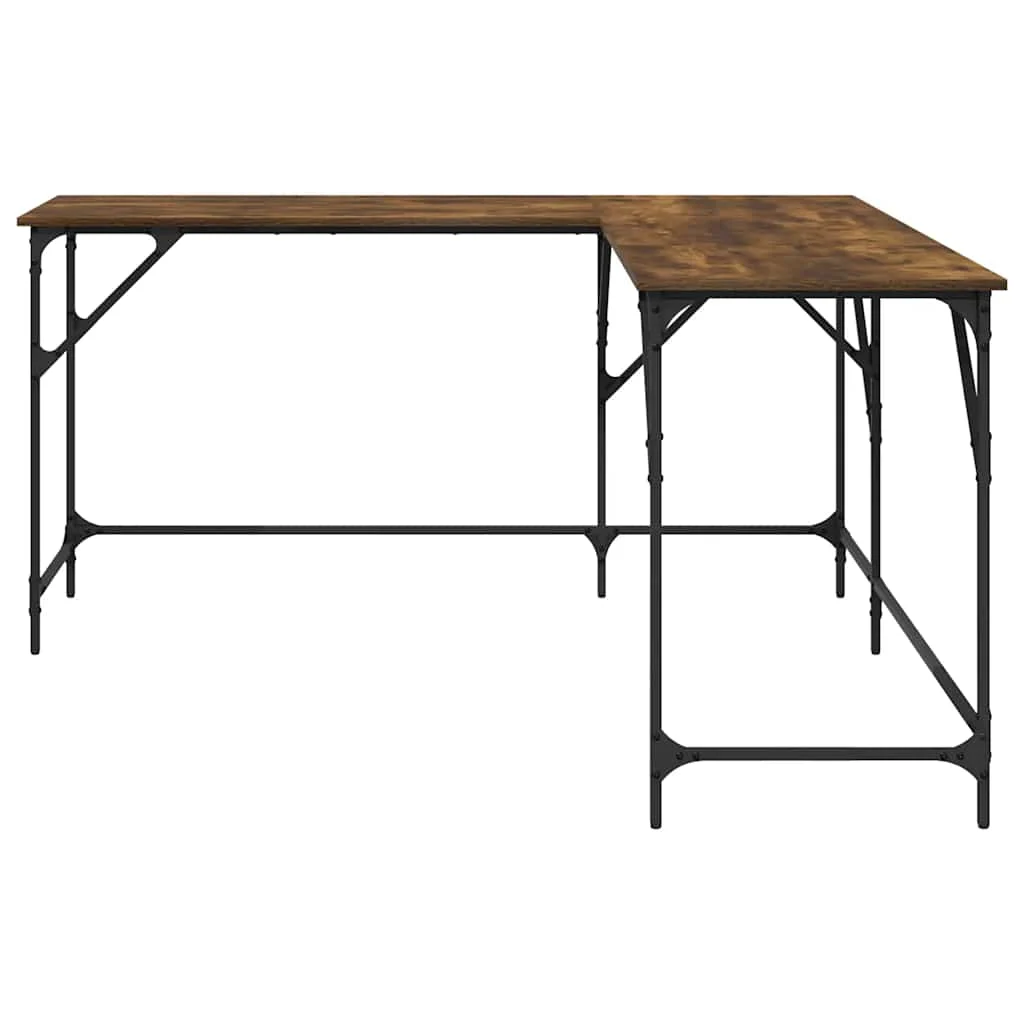 Bureau 149 x 149 x 75 cm chêne fumé bois d'ingénierie – vue de dessus