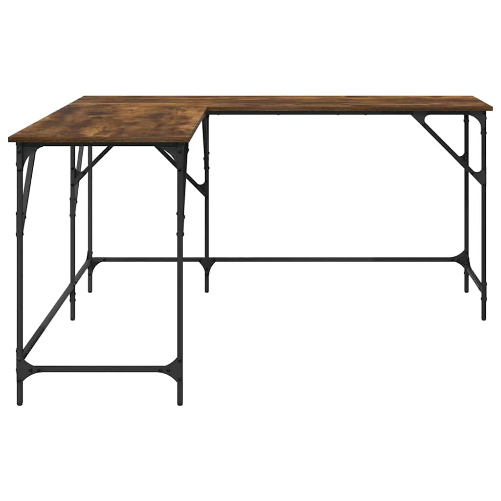 Bureau 149 x 149 x 75 cm chêne fumé bois d'ingénierie – vue de dos
