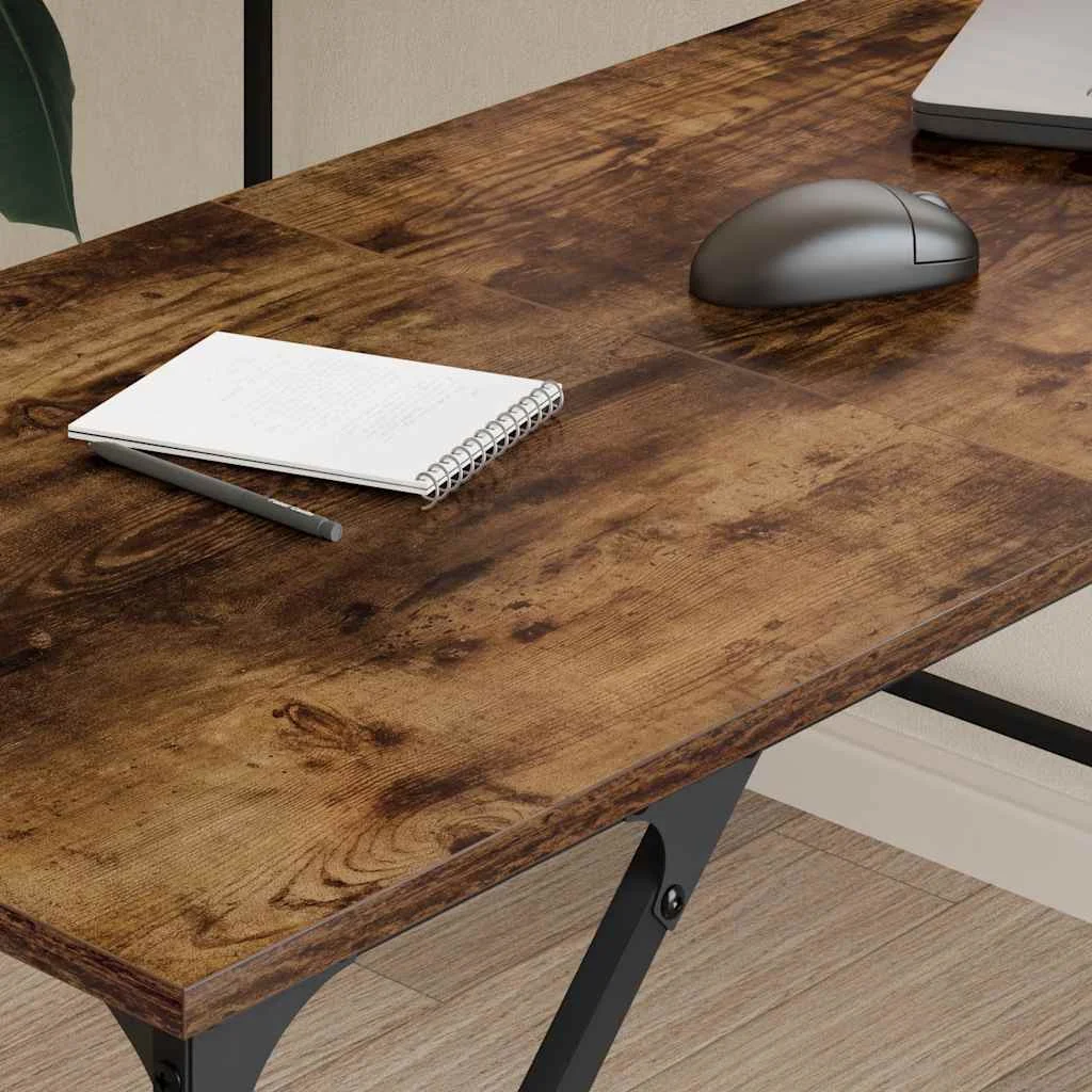 Bureau 149 x 149 x 75 cm chêne fumé bois d'ingénierie – vue de détail