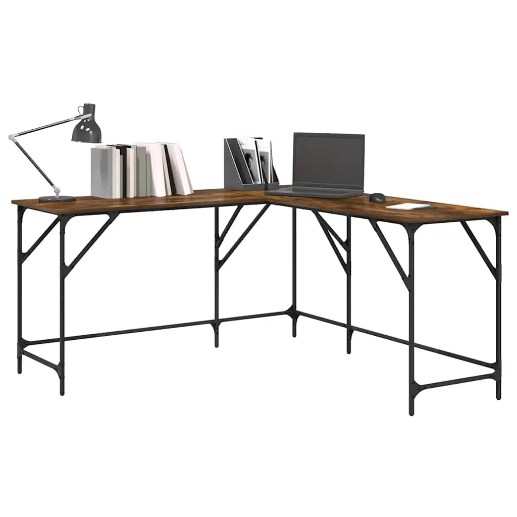 Bureau 149 x 149 x 75 cm chêne fumé bois d'ingénierie – vue en situation