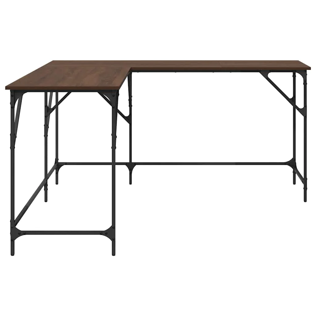 Bureau 149 x 149 x 75 cm chêne marron bois d'ingénierie – vue de dessus