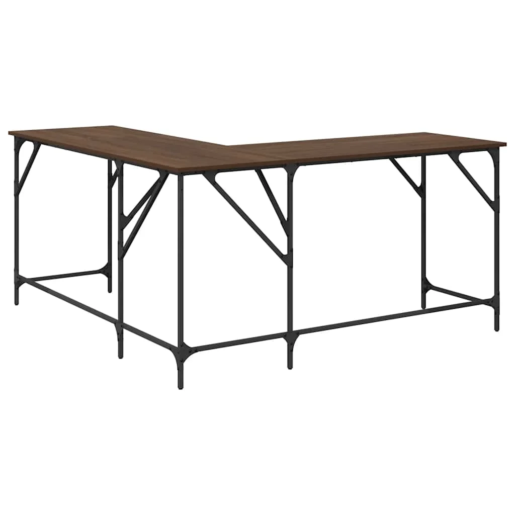 Bureau 149 x 149 x 75 cm chêne marron bois d'ingénierie – vue de dos