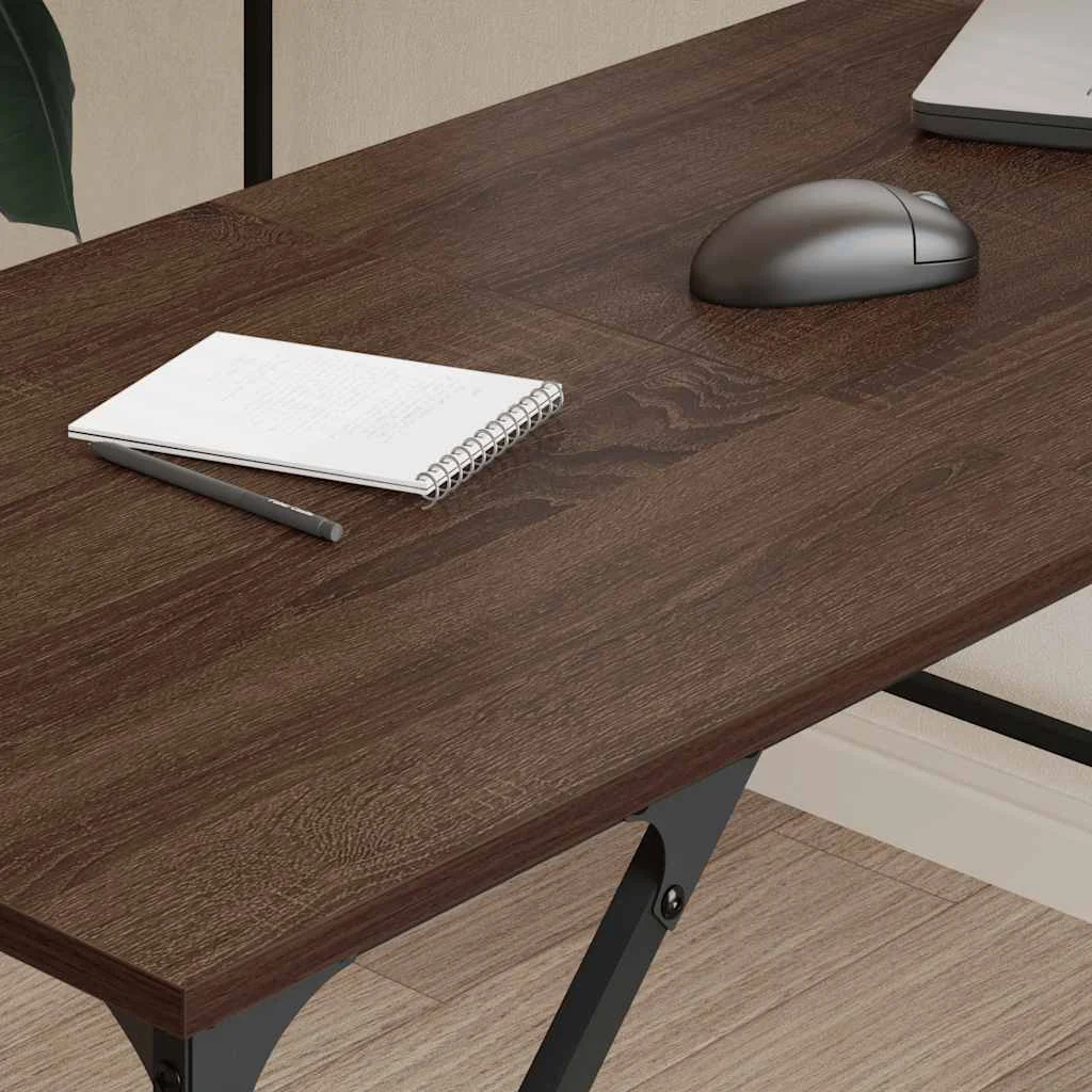 Bureau 149 x 149 x 75 cm chêne marron bois d'ingénierie – vue de détail