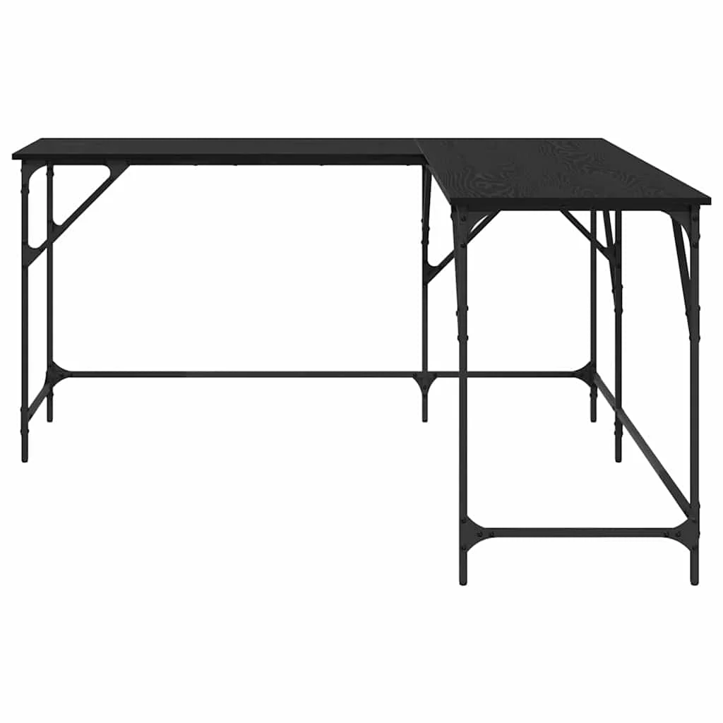Bureau 149 x 149 x 75 cm chêne noir bois d'ingénierie – vue de dessus