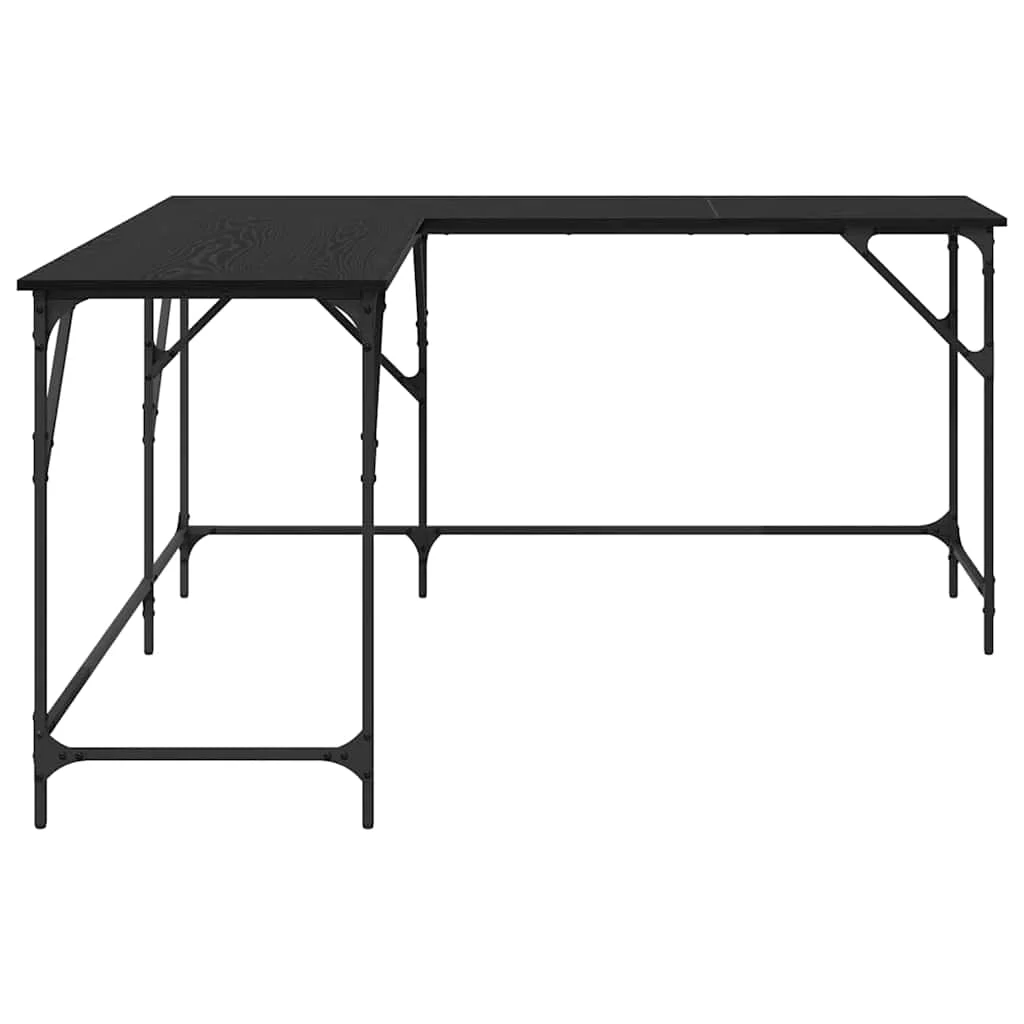 Bureau 149 x 149 x 75 cm chêne noir bois d'ingénierie – vue de dos