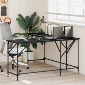 Bureau 149 x 149 x 75 cm chêne noir bois d'ingénierie – vue d’ensemble