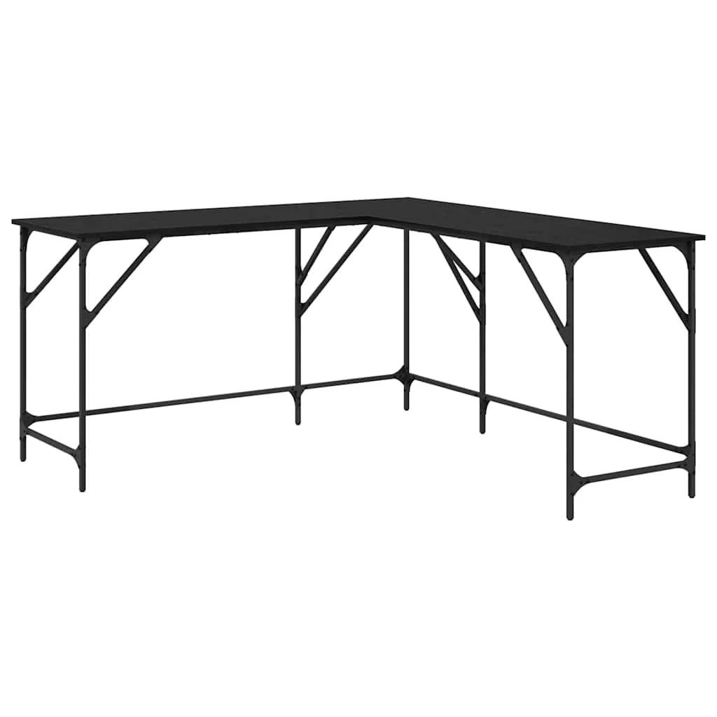 Bureau 149 x 149 x 75 cm chêne noir bois d'ingénierie – vue de côté