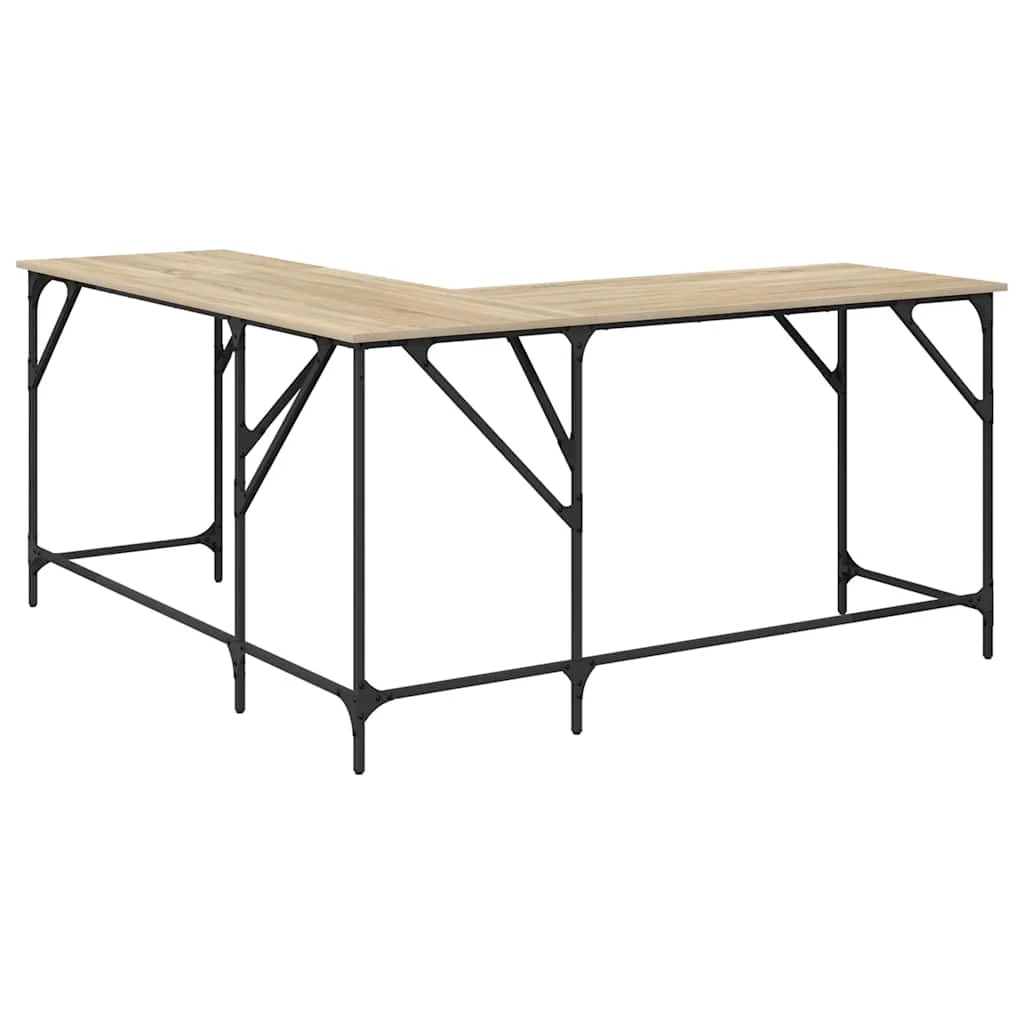 Bureau 149 x 149 x 75 cm chêne sonoma bois d'ingénierie – vue de dos